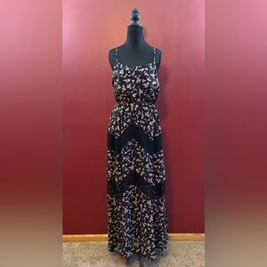 Candie's Black and Pink Floral Maxi Dress